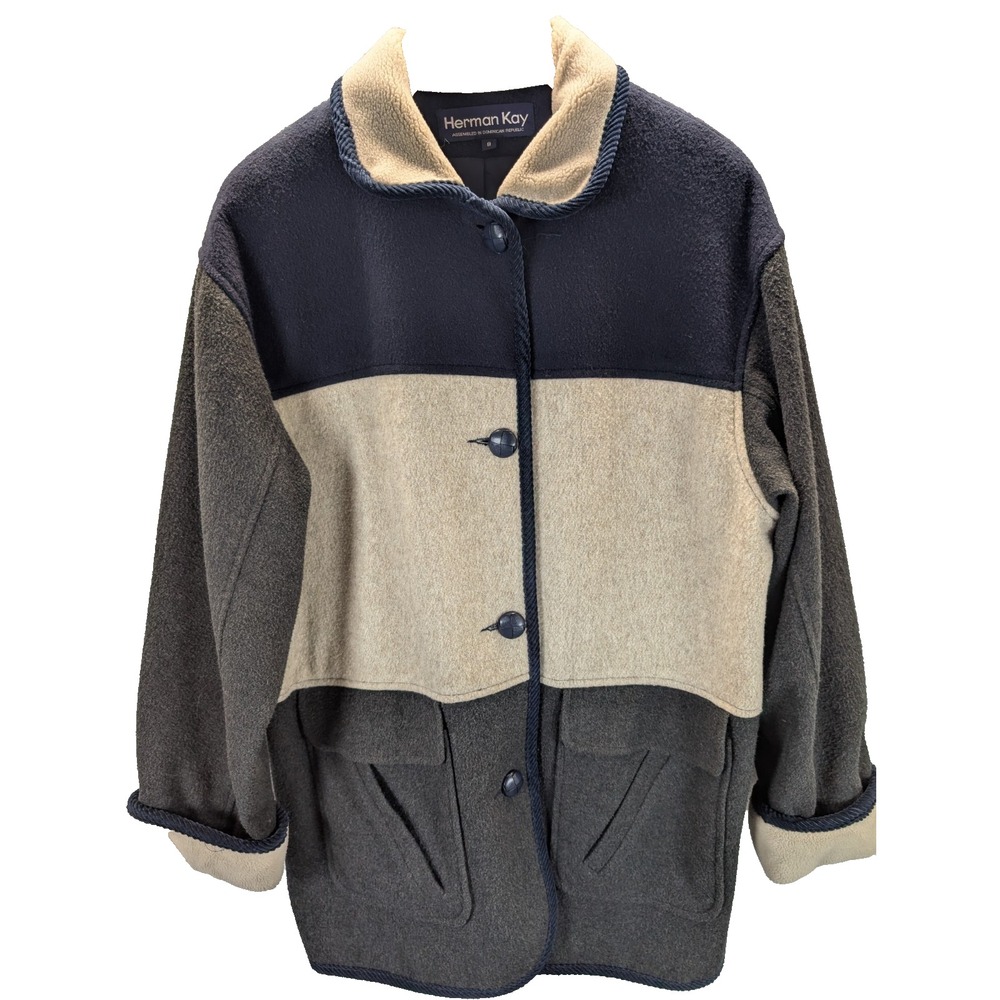 Vintag Herman Kay colorblock wool jacket Women's Size 8, 90's, cottagecore